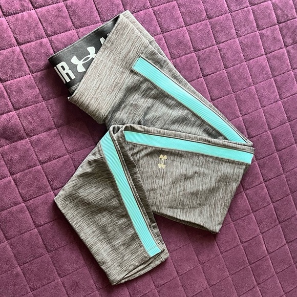 Under Armour Gray and Blue Compression Leggings - Picture 1 of 5